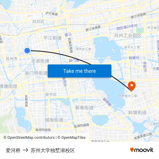 爱河桥 to 苏州大学独墅湖校区 map