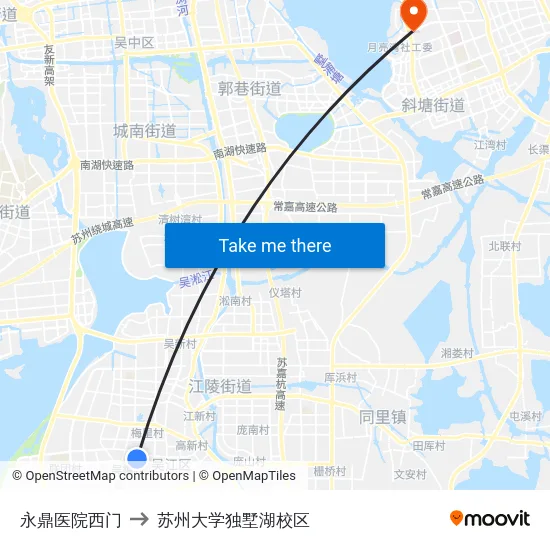 永鼎医院西门 to 苏州大学独墅湖校区 map