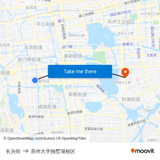 长兴街 to 苏州大学独墅湖校区 map