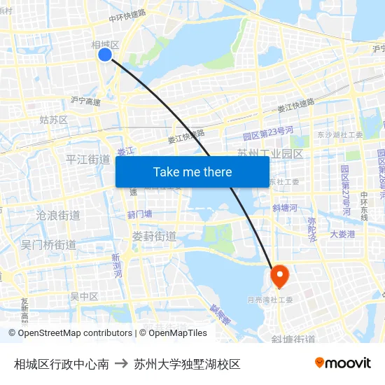 相城区行政中心南 to 苏州大学独墅湖校区 map