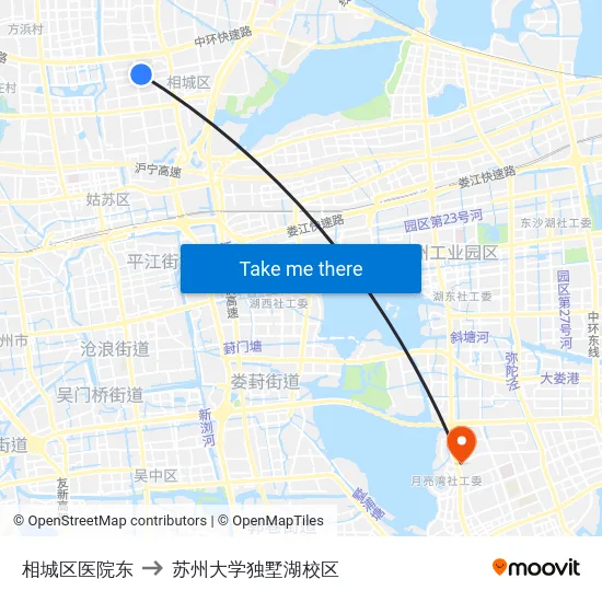 相城区医院东 to 苏州大学独墅湖校区 map