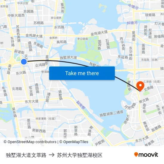 独墅湖大道文萃路 to 苏州大学独墅湖校区 map