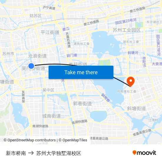 新市桥南 to 苏州大学独墅湖校区 map