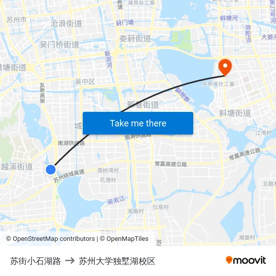苏街小石湖路 to 苏州大学独墅湖校区 map