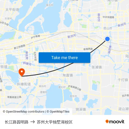 长江路园明路 to 苏州大学独墅湖校区 map