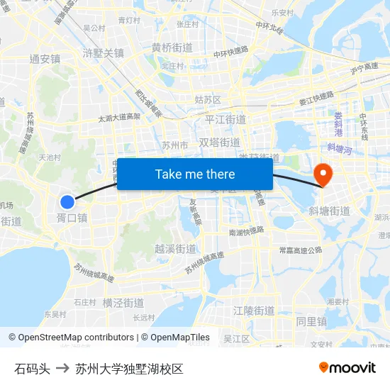 石码头 to 苏州大学独墅湖校区 map