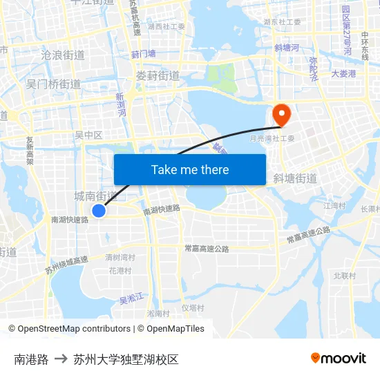 南港路 to 苏州大学独墅湖校区 map