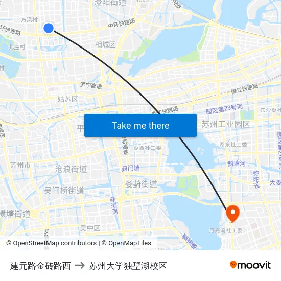 建元路金砖路西 to 苏州大学独墅湖校区 map