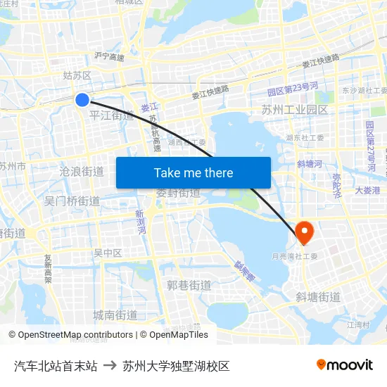 汽车北站首末站 to 苏州大学独墅湖校区 map