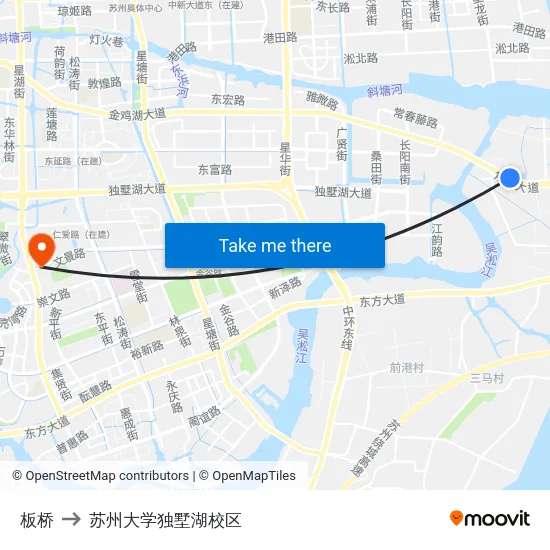 板桥 to 苏州大学独墅湖校区 map