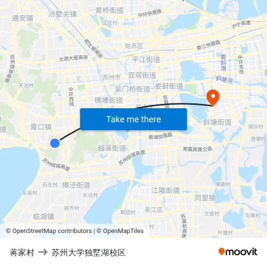 蒋家村 to 苏州大学独墅湖校区 map