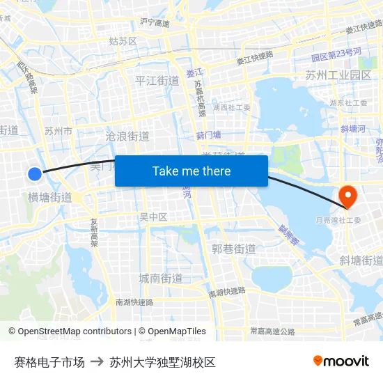 赛格电子市场 to 苏州大学独墅湖校区 map