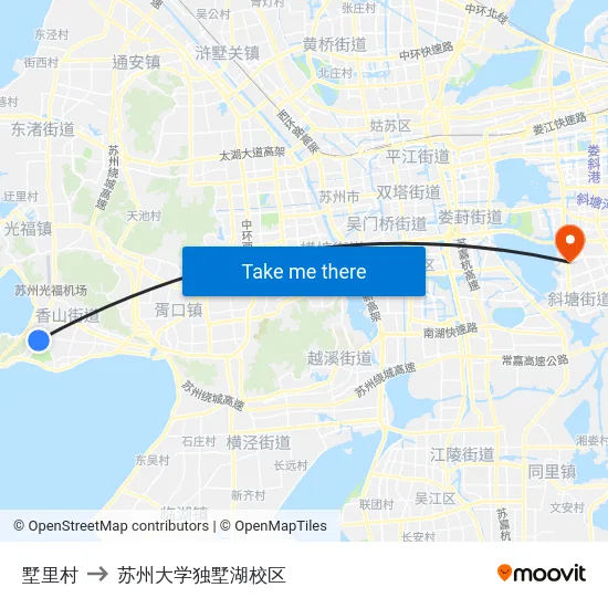 墅里村 to 苏州大学独墅湖校区 map