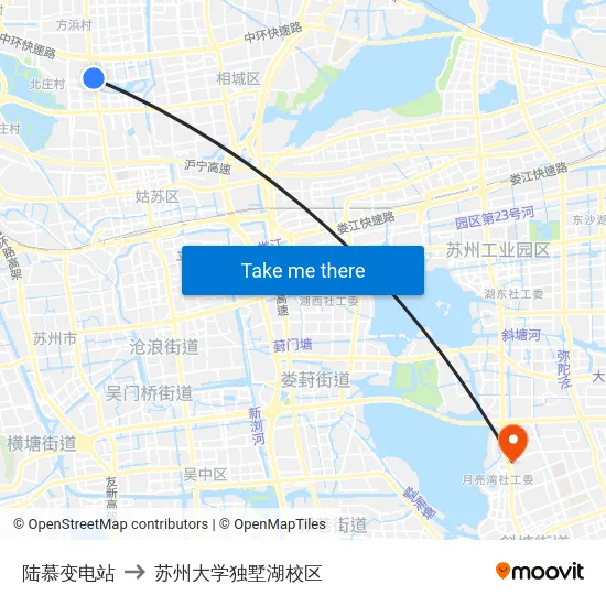 陆慕变电站 to 苏州大学独墅湖校区 map