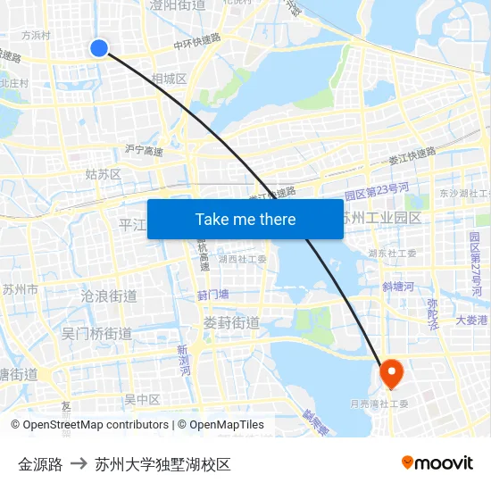 金源路 to 苏州大学独墅湖校区 map