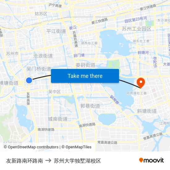 友新路南环路南 to 苏州大学独墅湖校区 map
