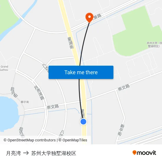 月亮湾 to 苏州大学独墅湖校区 map