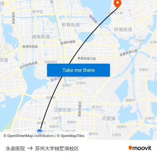永鼎医院 to 苏州大学独墅湖校区 map