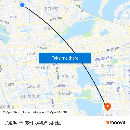 龙道浜 to 苏州大学独墅湖校区 map