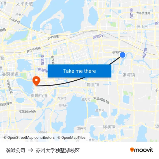 瀚崴公司 to 苏州大学独墅湖校区 map