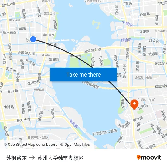 苏桐路东 to 苏州大学独墅湖校区 map