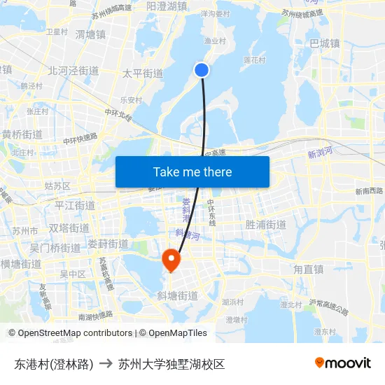 东港村(澄林路) to 苏州大学独墅湖校区 map