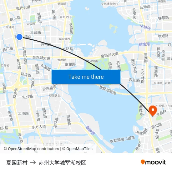 夏园新村 to 苏州大学独墅湖校区 map