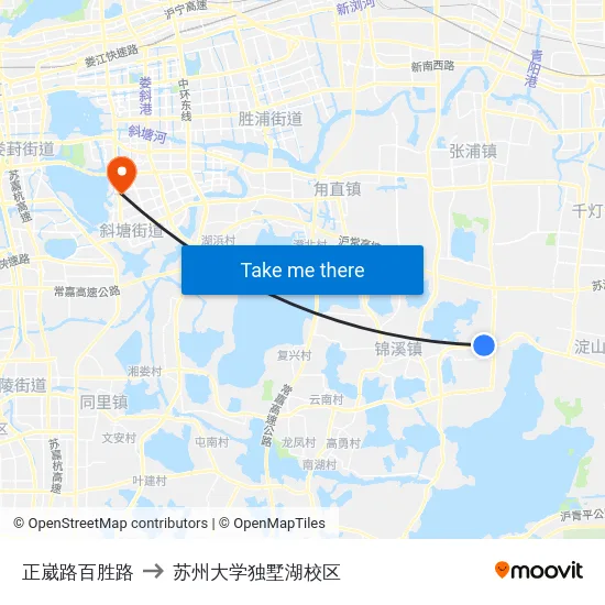 正崴路百胜路 to 苏州大学独墅湖校区 map