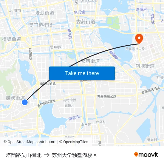 塔韵路吴山街北 to 苏州大学独墅湖校区 map