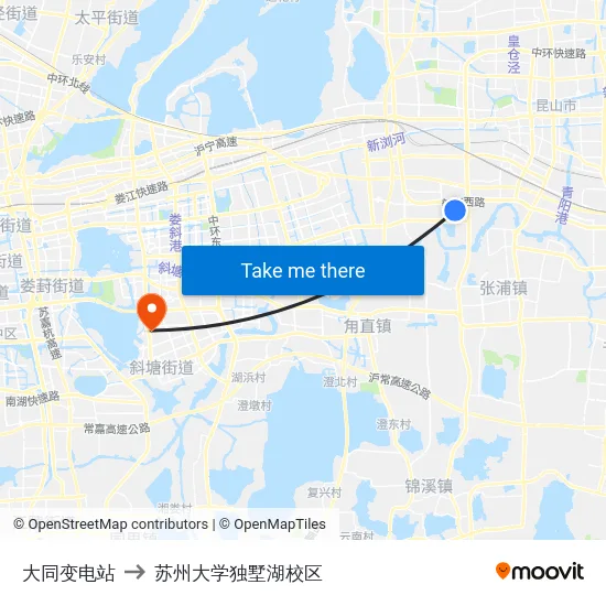 大同变电站 to 苏州大学独墅湖校区 map
