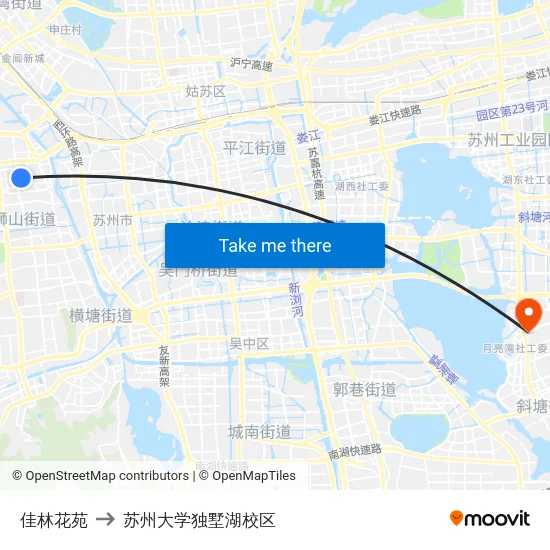 佳林花苑 to 苏州大学独墅湖校区 map