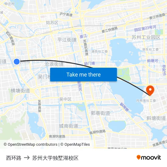 西环路 to 苏州大学独墅湖校区 map
