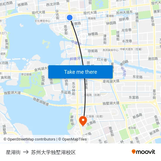 星湖街 to 苏州大学独墅湖校区 map