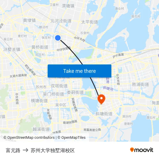 富元路 to 苏州大学独墅湖校区 map