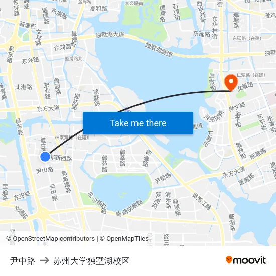 尹中路 to 苏州大学独墅湖校区 map