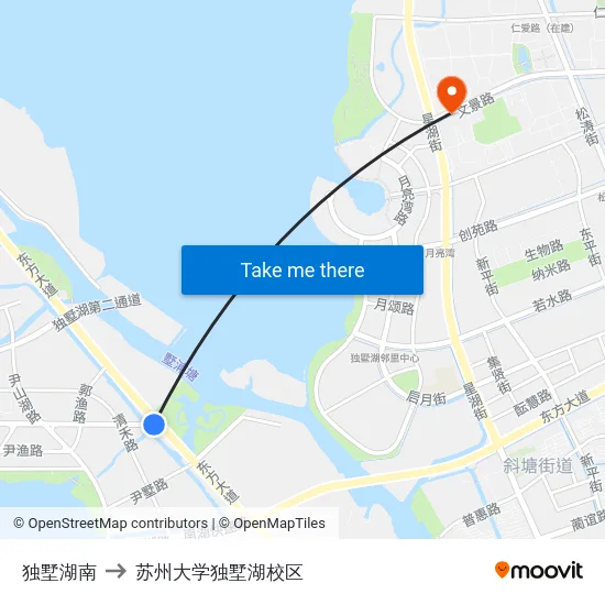独墅湖南 to 苏州大学独墅湖校区 map