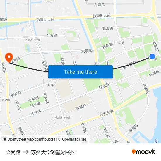 金尚路 to 苏州大学独墅湖校区 map