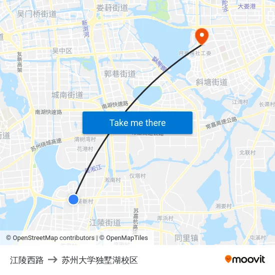 江陵西路 to 苏州大学独墅湖校区 map