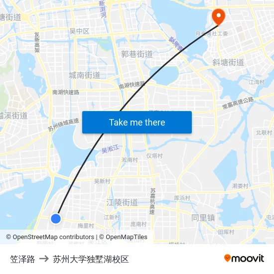 笠泽路 to 苏州大学独墅湖校区 map