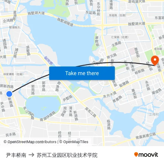 尹丰桥南 to 苏州工业园区职业技术学院 map