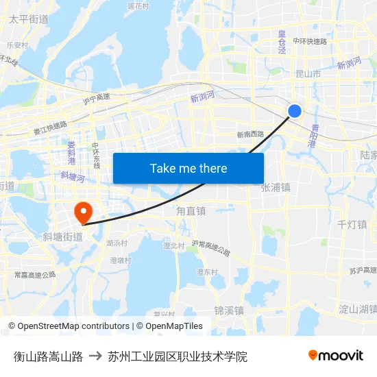 衡山路嵩山路 to 苏州工业园区职业技术学院 map