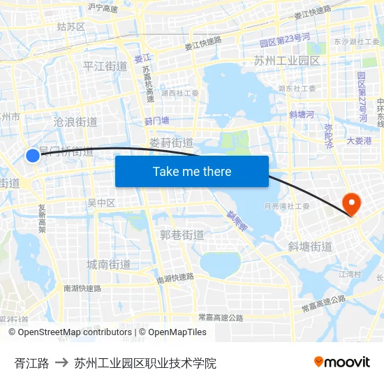 胥江路 to 苏州工业园区职业技术学院 map