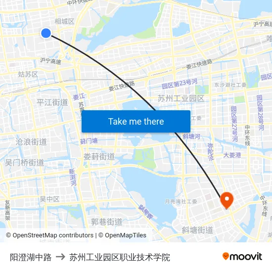 阳澄湖中路 to 苏州工业园区职业技术学院 map