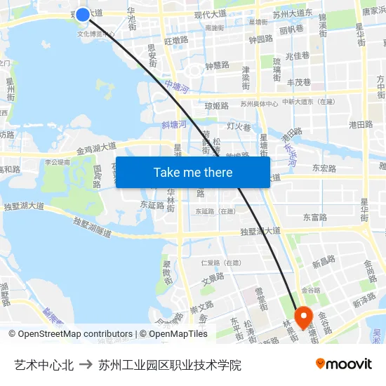 艺术中心北 to 苏州工业园区职业技术学院 map