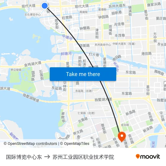 国际博览中心东 to 苏州工业园区职业技术学院 map