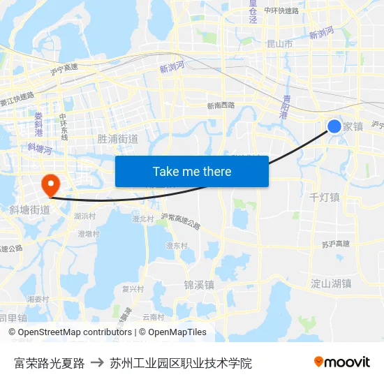 富荣路光夏路 to 苏州工业园区职业技术学院 map