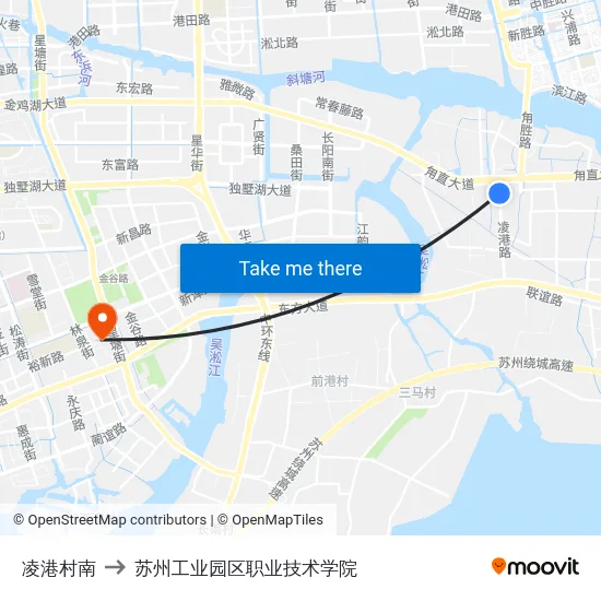 凌港村南 to 苏州工业园区职业技术学院 map