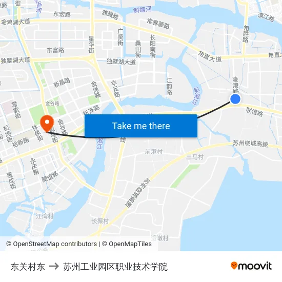 东关村东 to 苏州工业园区职业技术学院 map