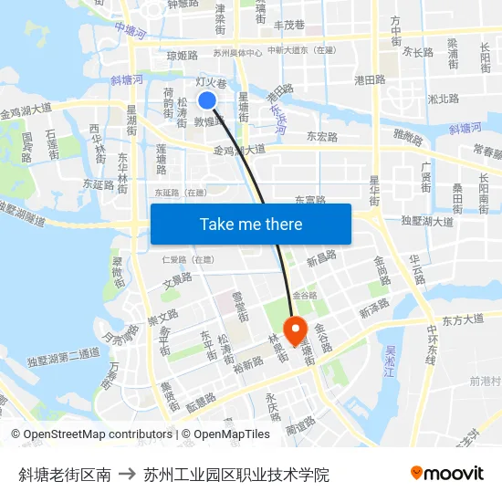 斜塘老街区南 to 苏州工业园区职业技术学院 map