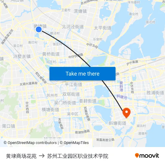 黄埭商场花苑 to 苏州工业园区职业技术学院 map